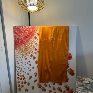 Vibrant Orange Satin straight midi Skirt